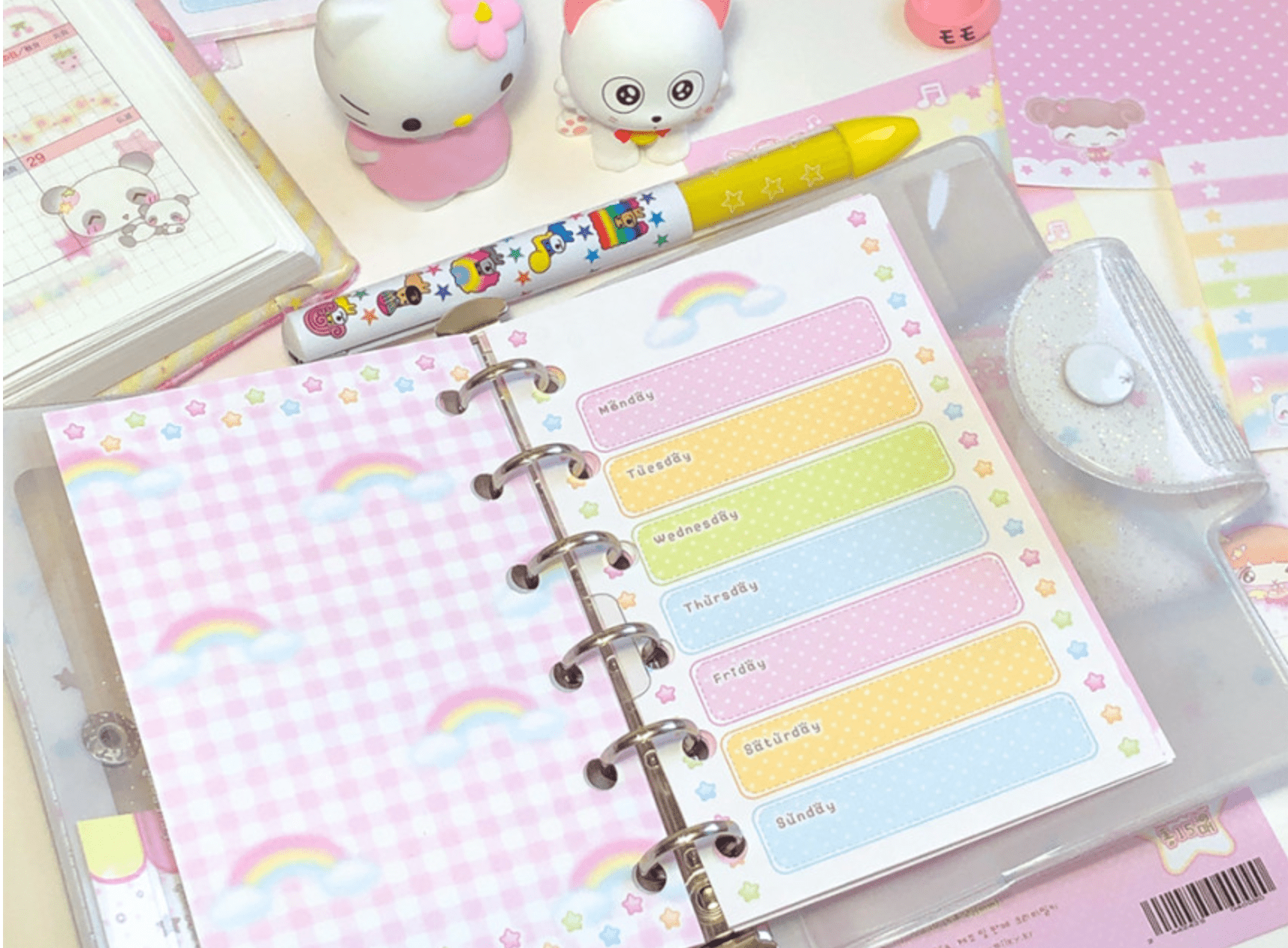 [CR09] NEW Creamy Milky 'A7 Cute Rainbow Diary Insert' - Creamy Milky__korean_sticker_stationery