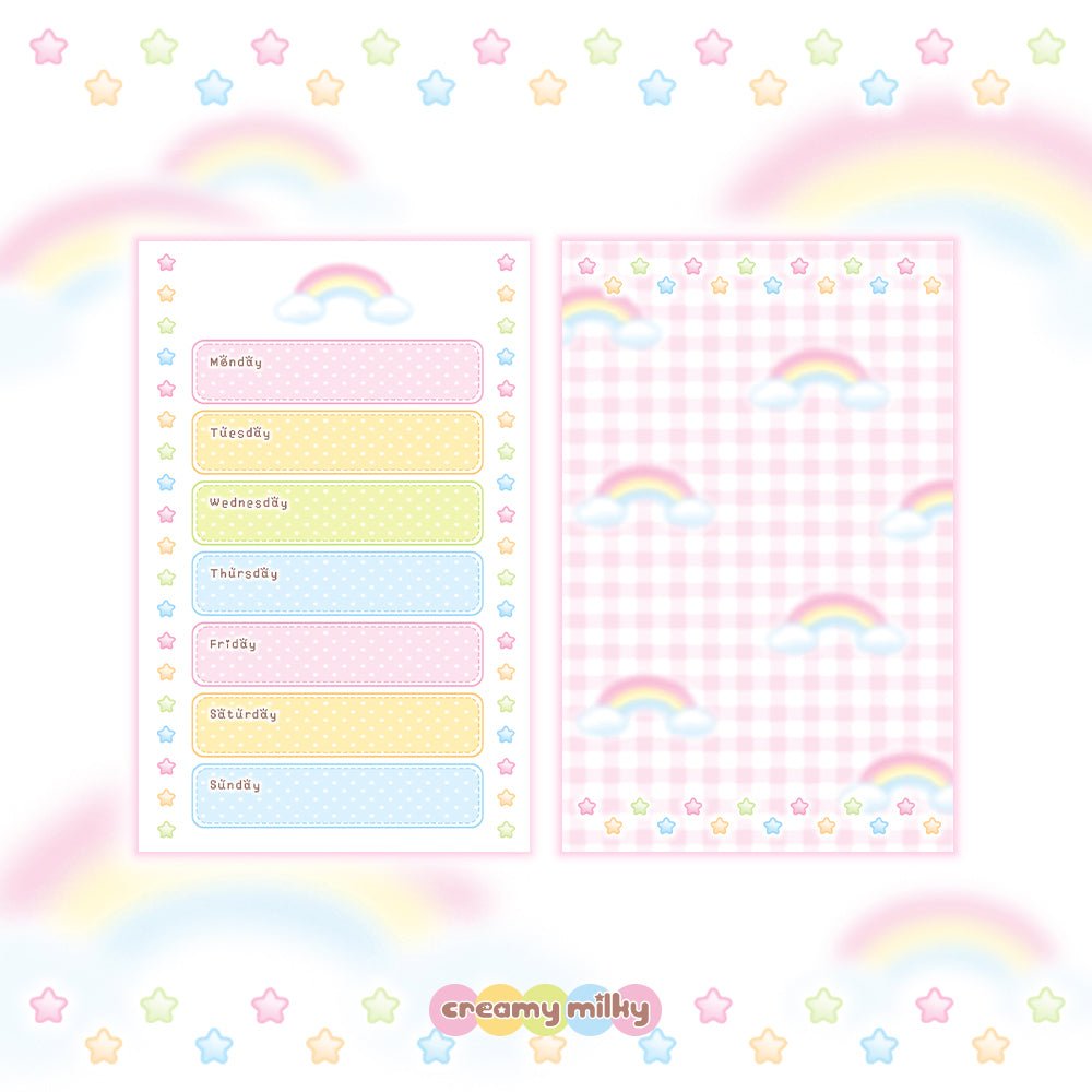 [CR09] NEW Creamy Milky 'A7 Cute Rainbow Diary Insert' - Creamy Milky__korean_sticker_stationery