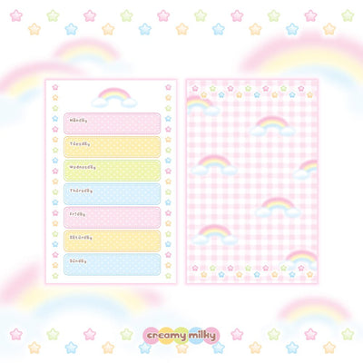[CR09] NEW Creamy Milky 'A7 Cute Rainbow Diary Insert' - Creamy Milky__korean_sticker_stationery