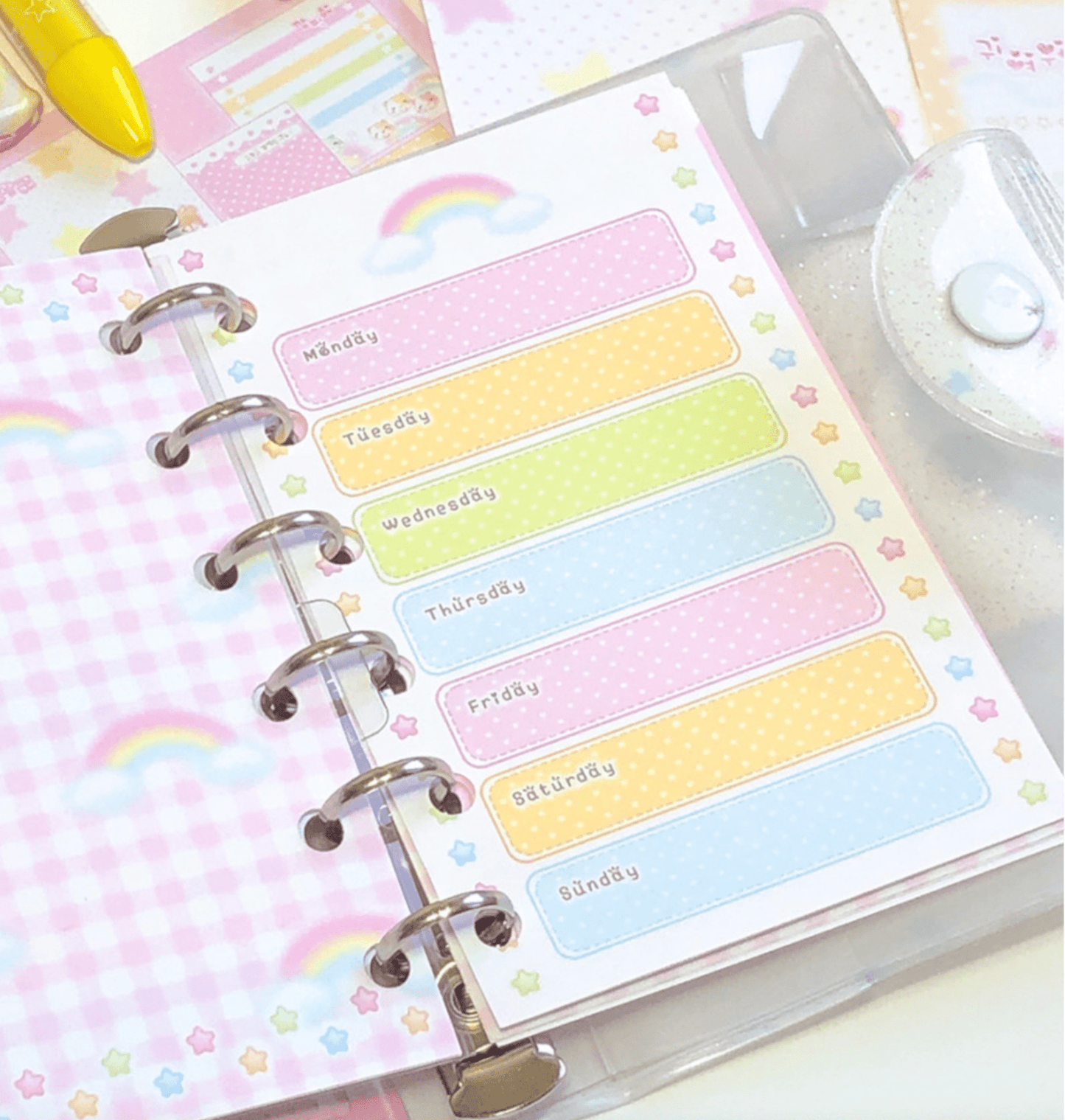 [CR09] NEW Creamy Milky 'A7 Cute Rainbow Diary Insert' - Creamy Milky__korean_sticker_stationery