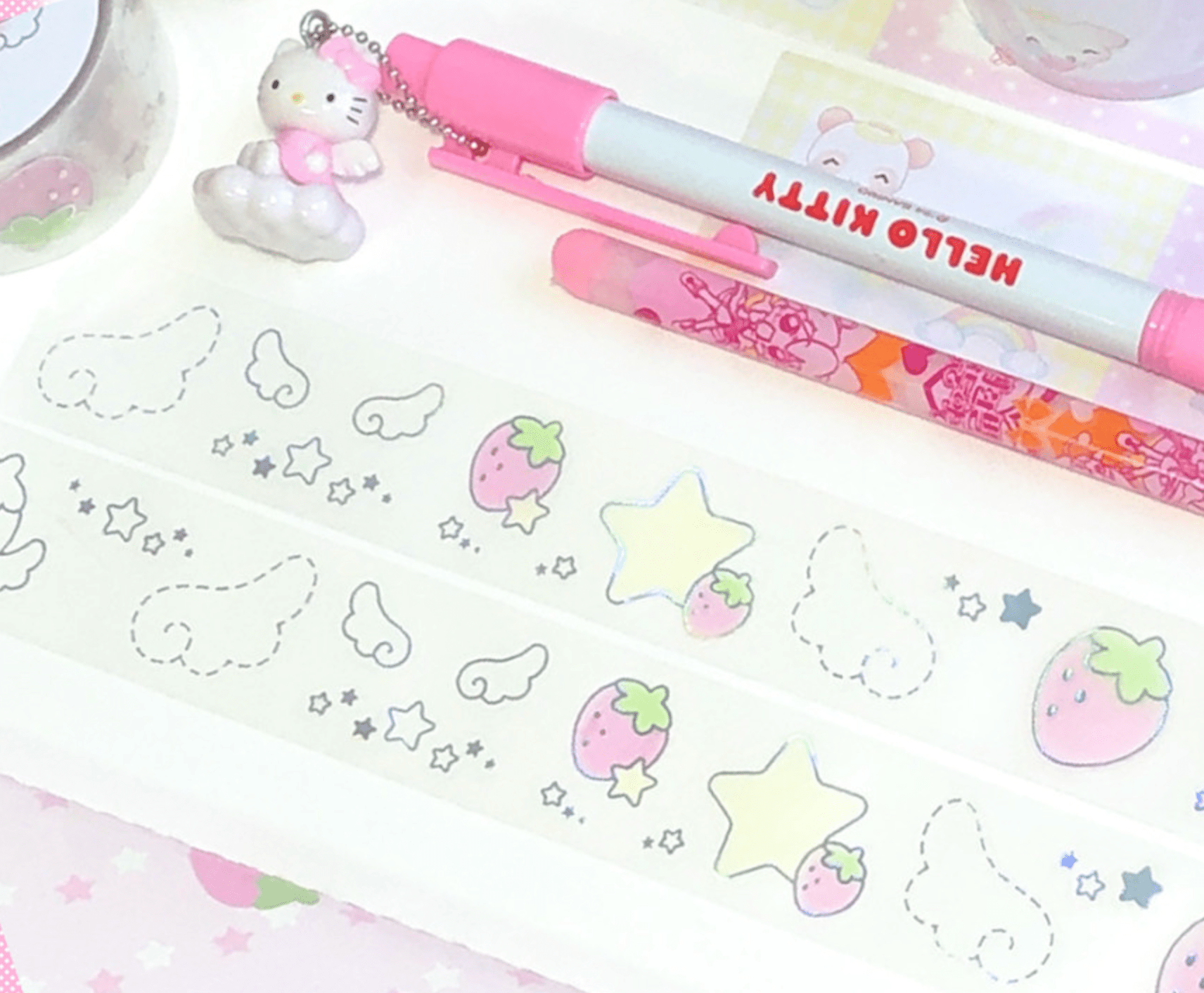 [CR10] NEW Creamy Milky 'Strawberry Angel Matte Silver Foil' Kisscut Masking Tape - Creamy Milky__korean_sticker_stationery