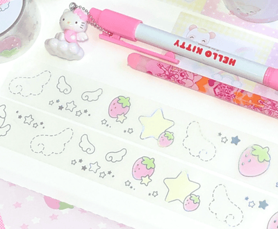 [CR10] NEW Creamy Milky 'Strawberry Angel Matte Silver Foil' Kisscut Masking Tape - Creamy Milky__korean_sticker_stationery