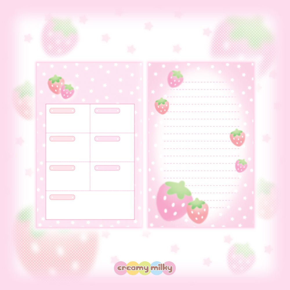 [CR11] NEW Creamy Milky 'A7 Strawberry Star Diary Insert' - Creamy Milky__korean_sticker_stationery