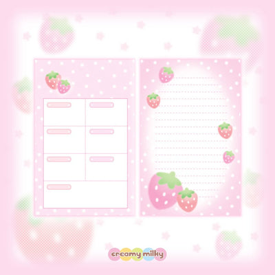 [CR11] NEW Creamy Milky 'A7 Strawberry Star Diary Insert' - Creamy Milky__korean_sticker_stationery