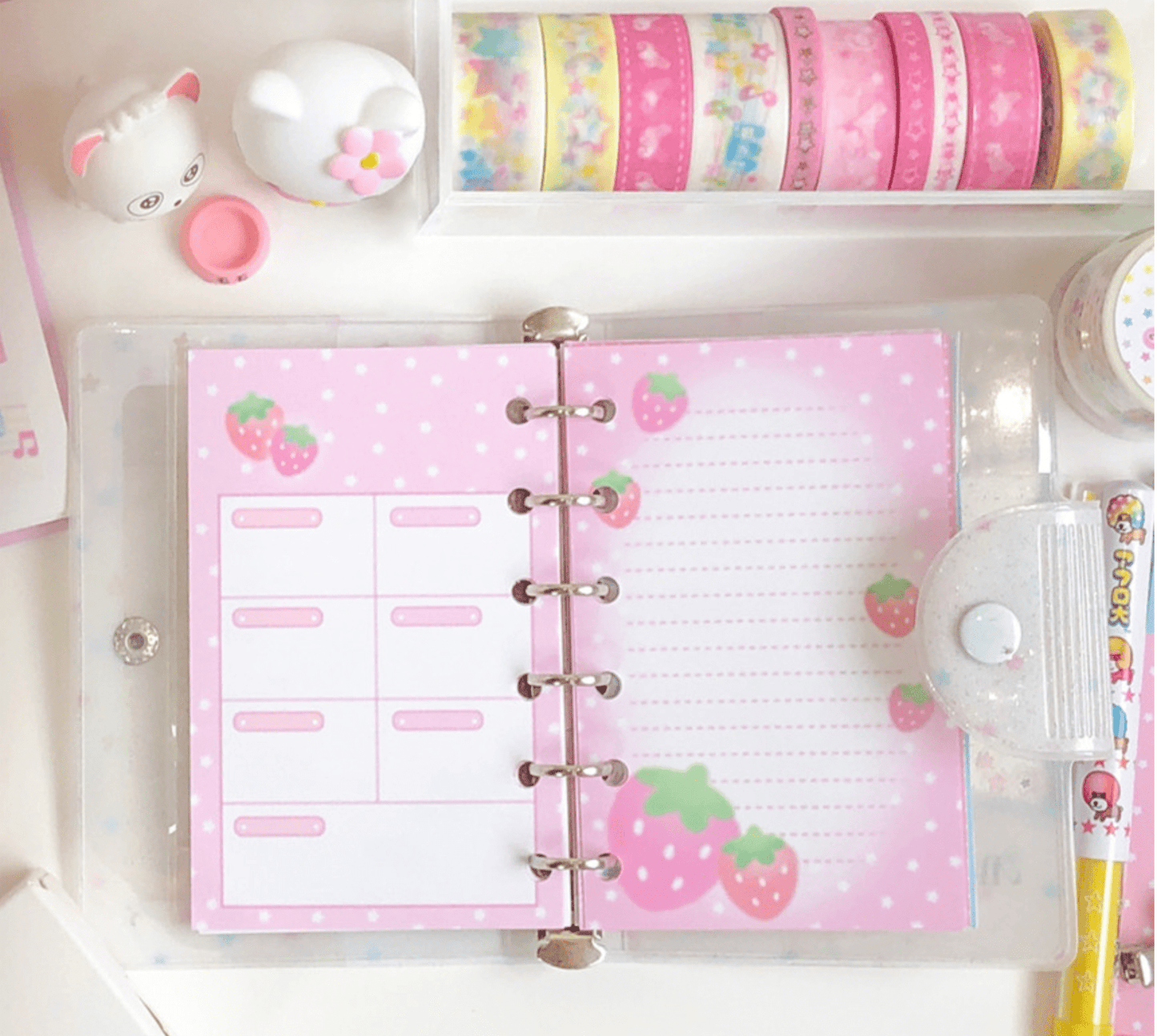 [CR11] NEW Creamy Milky 'A7 Strawberry Star Diary Insert' - Creamy Milky__korean_sticker_stationery