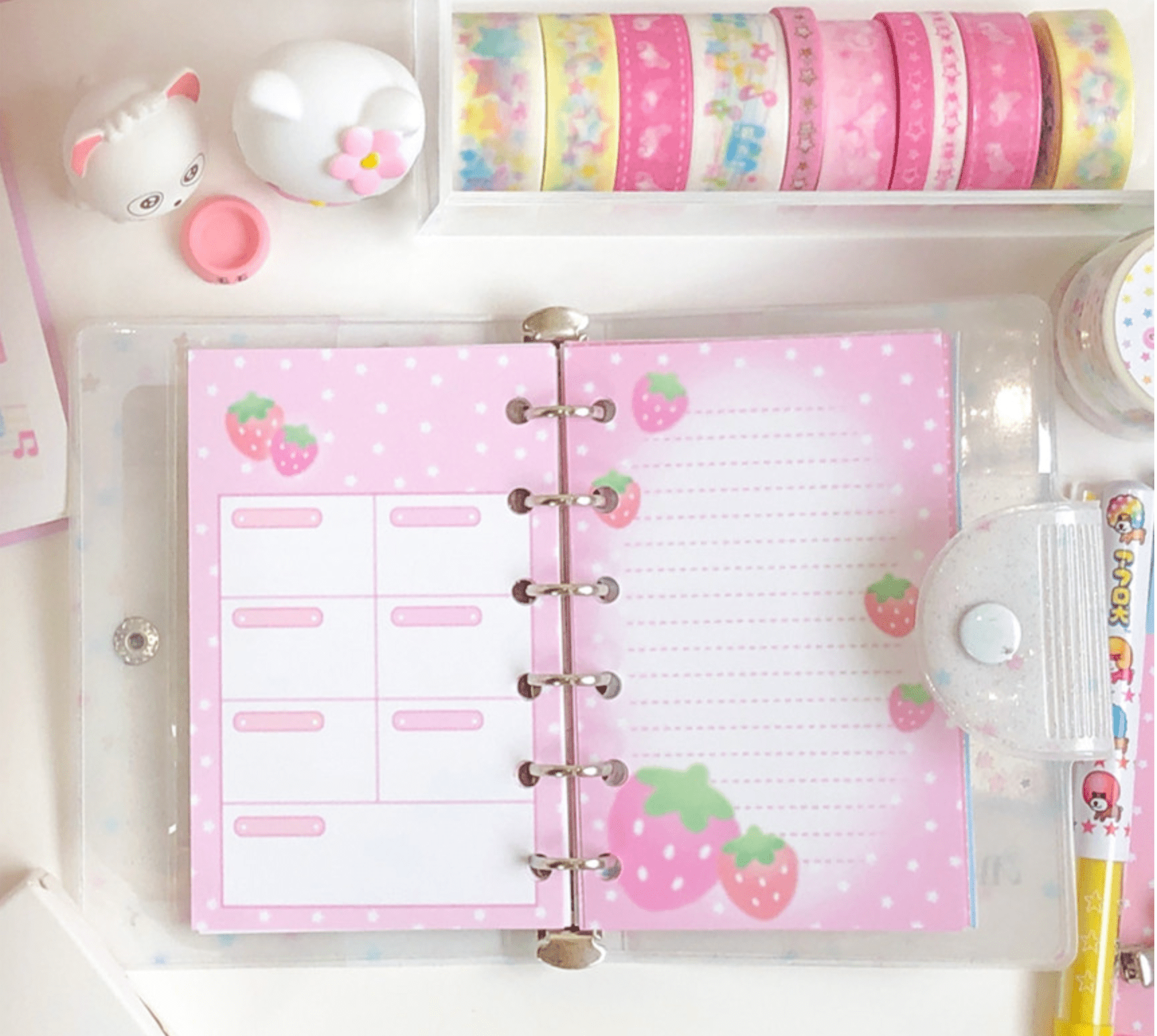 [CR11] NEW Creamy Milky 'A7 Strawberry Star Diary Insert' - Creamy Milky__korean_sticker_stationery