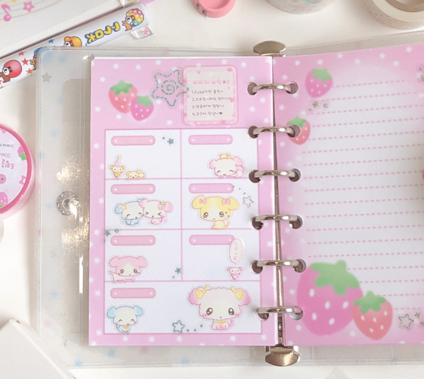 [CR11] NEW Creamy Milky 'A7 Strawberry Star Diary Insert' - Creamy Milky__korean_sticker_stationery
