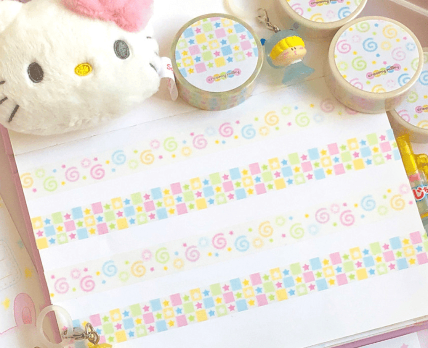 [CR15] NEW Creamy Milky 'Square Square Star' Masking Tape - Creamy Milky__korean_sticker_stationery