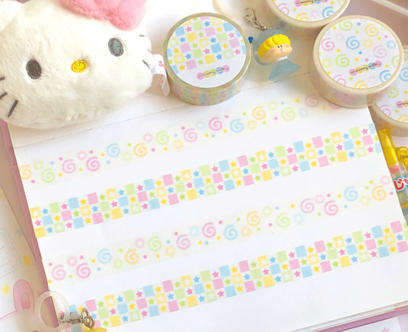 [CR15] NEW Creamy Milky 'Square Square Star' Masking Tape - Creamy Milky__korean_sticker_stationery
