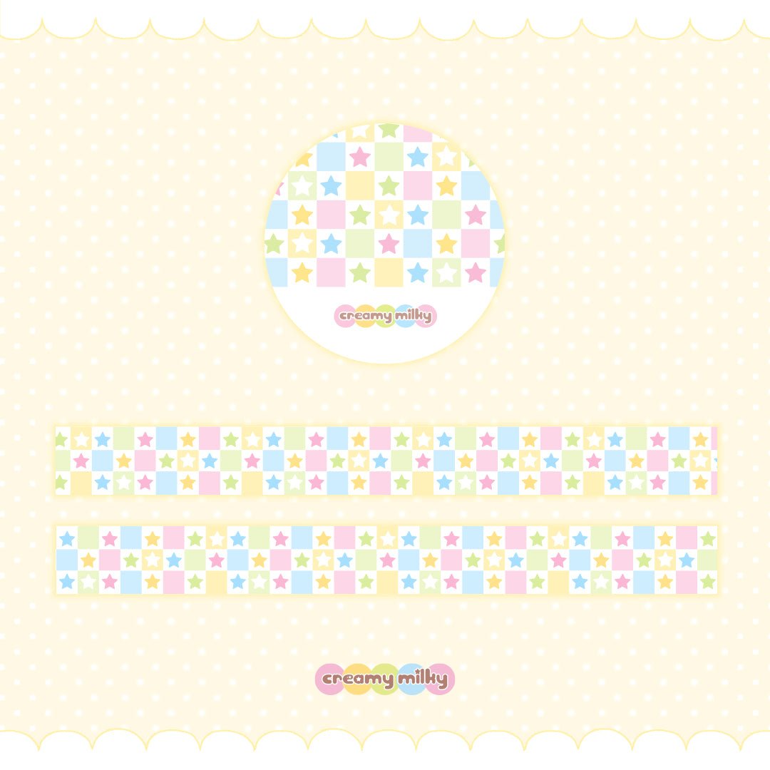 [CR15] NEW Creamy Milky 'Square Square Star' Masking Tape - Creamy Milky__korean_sticker_stationery