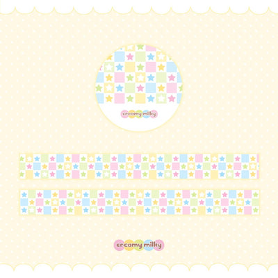[CR15] NEW Creamy Milky 'Square Square Star' Masking Tape - Creamy Milky__korean_sticker_stationery
