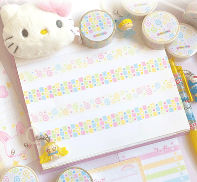 [CR15] NEW Creamy Milky 'Square Square Star' Masking Tape - Creamy Milky__korean_sticker_stationery