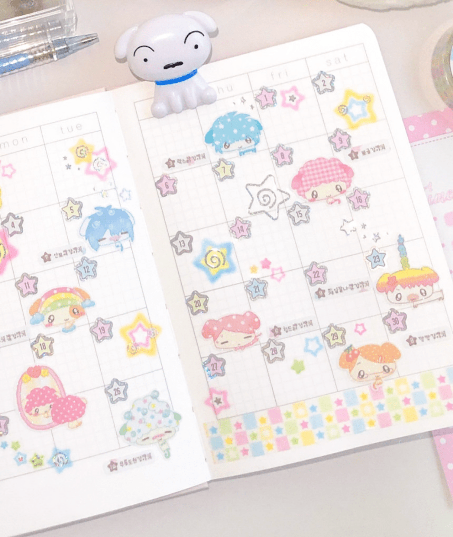 [CR15] NEW Creamy Milky 'Square Square Star' Masking Tape - Creamy Milky__korean_sticker_stationery