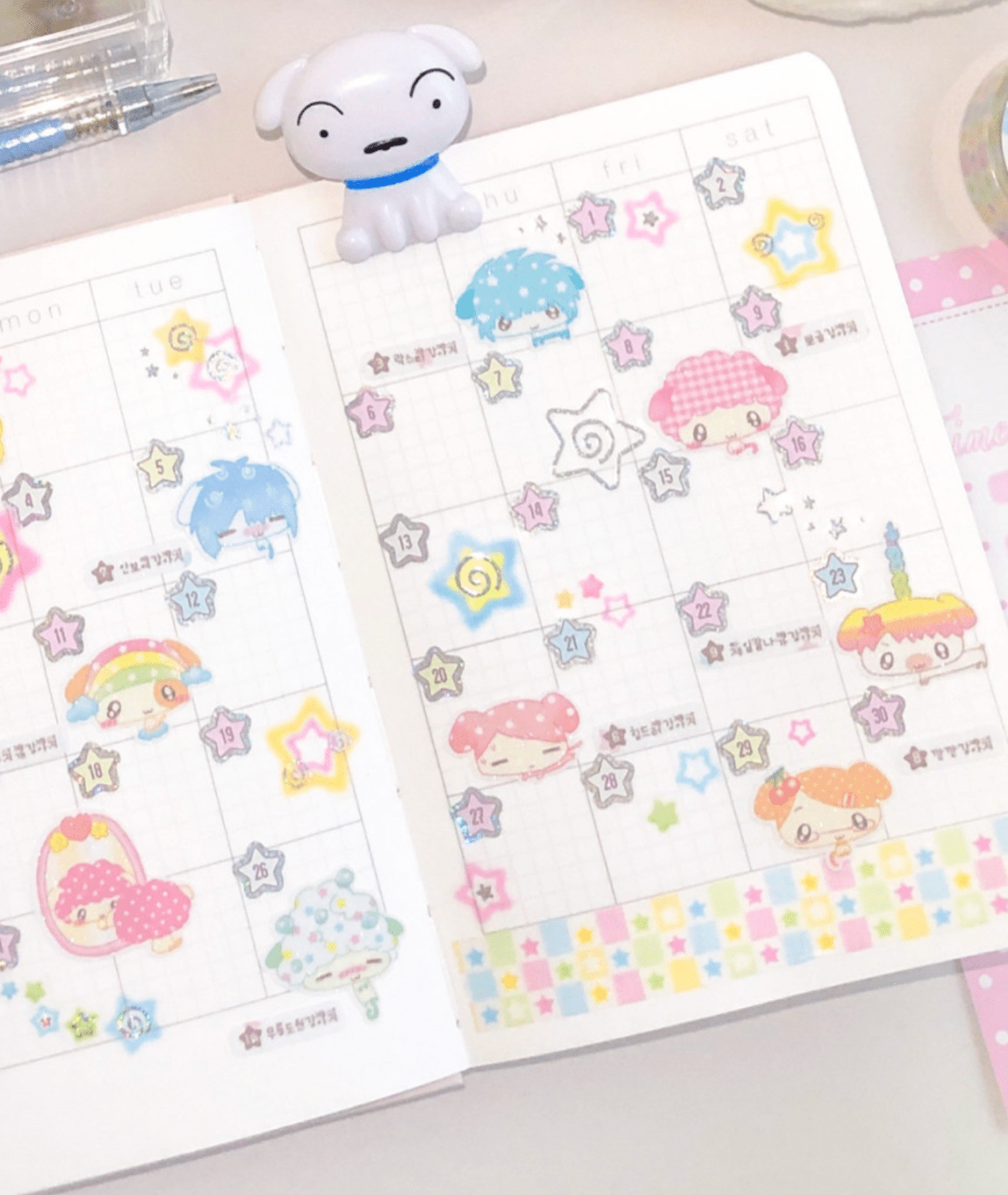 [CR15] NEW Creamy Milky 'Square Square Star' Masking Tape - Creamy Milky__korean_sticker_stationery