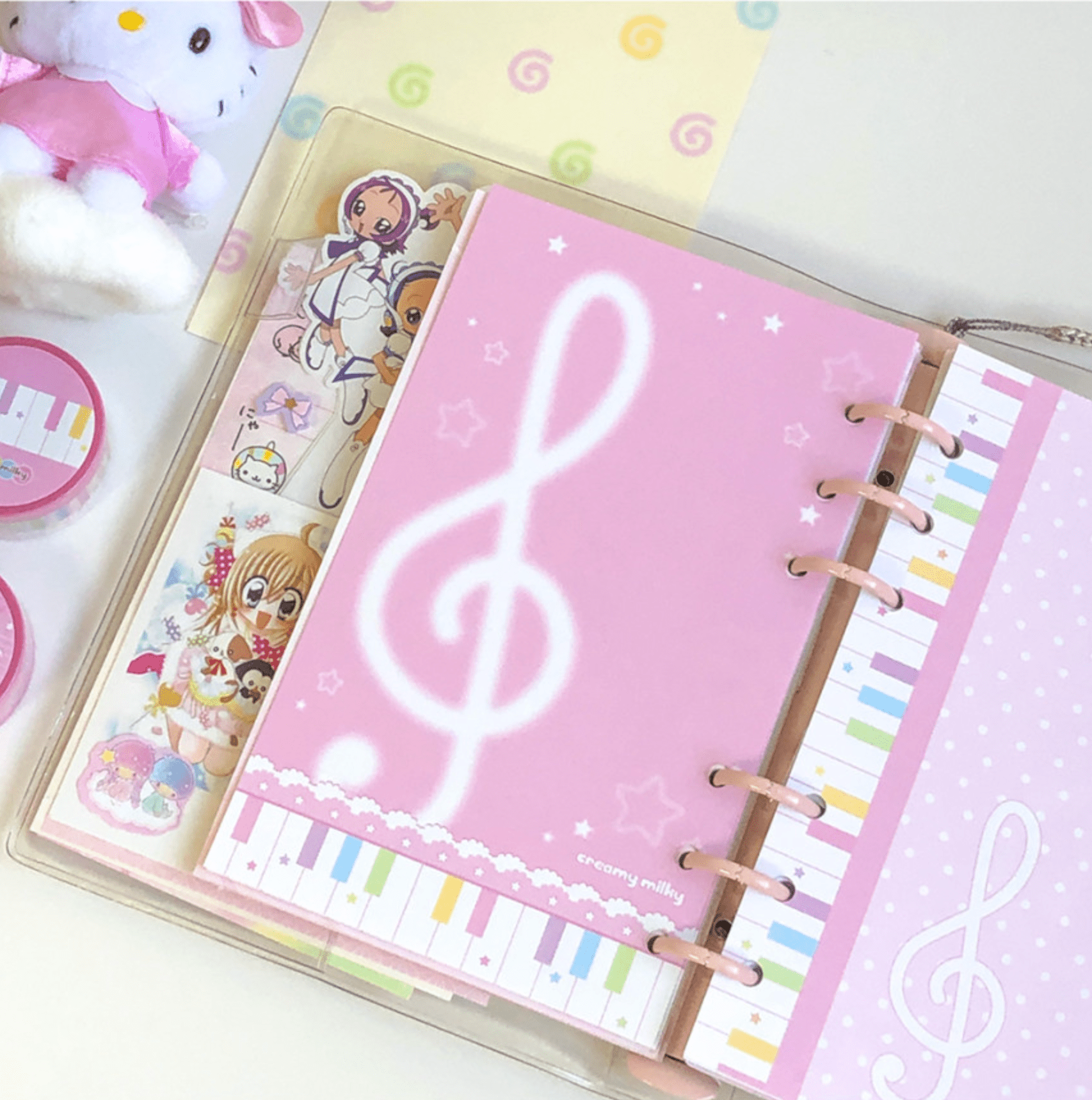 [CR16] NEW Creamy Milky 'A6 Pink Melody Diary Insert' - Creamy Milky__korean_sticker_stationery