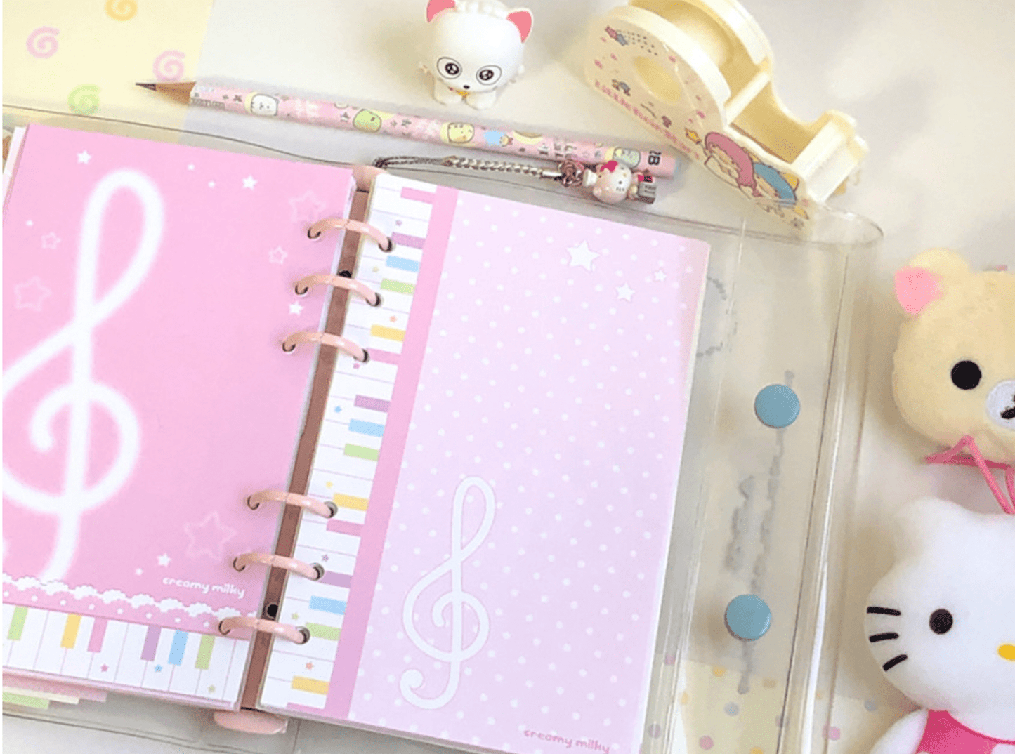 [CR16] NEW Creamy Milky 'A6 Pink Melody Diary Insert' - Creamy Milky__korean_sticker_stationery