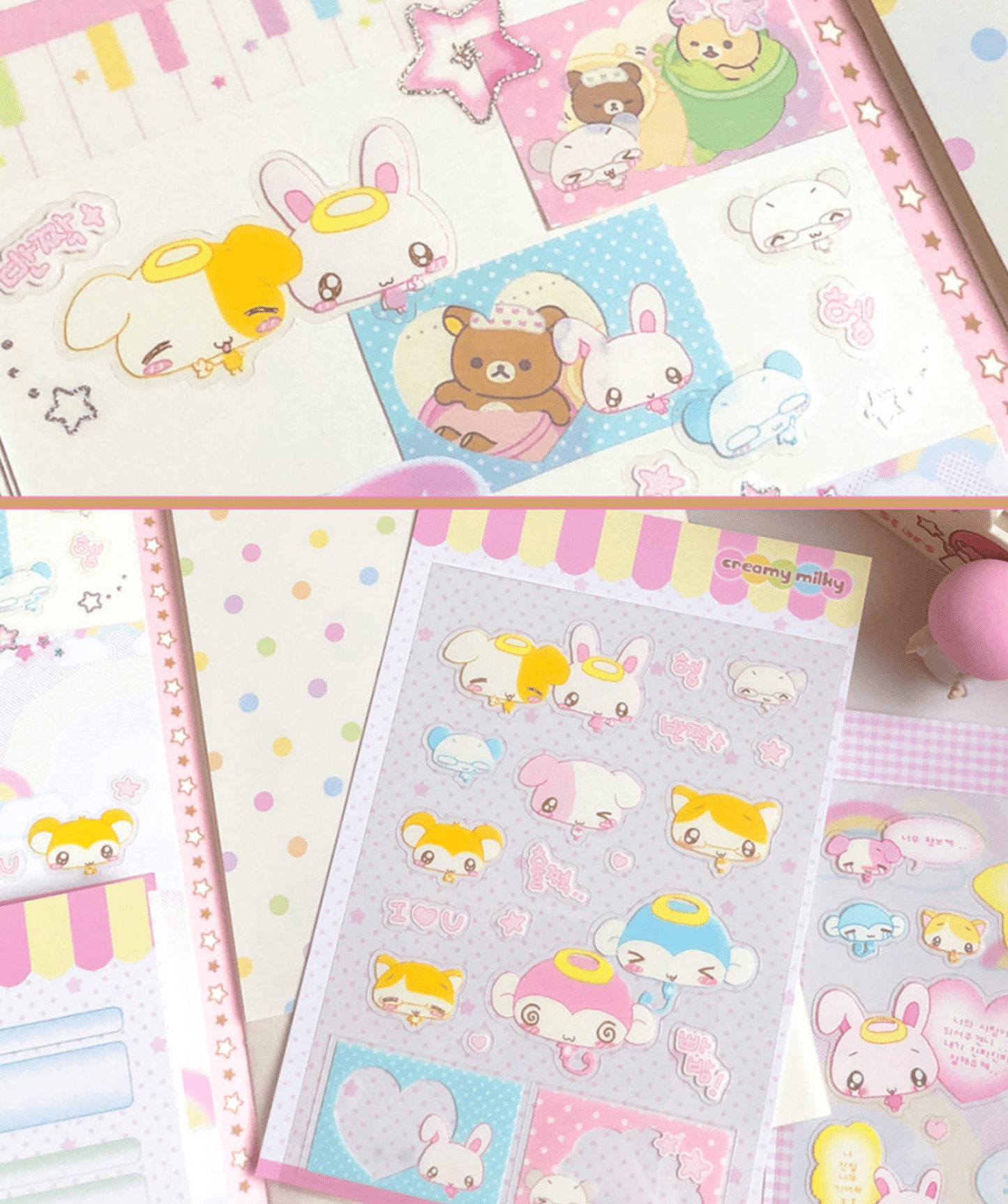 [CR18] NEW Creamy Milky 'Reaction King' Clear Sticker Sheet - Creamy Milky__korean_sticker_stationery