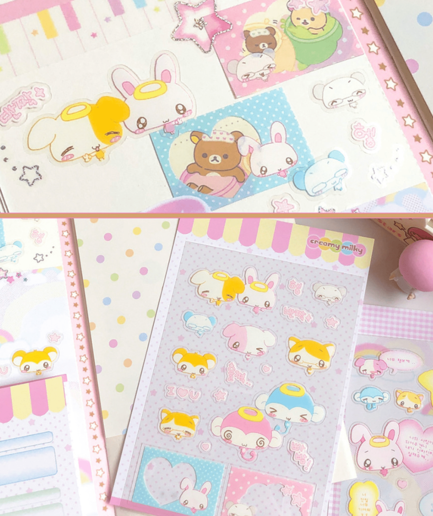 [CR18] NEW Creamy Milky 'Reaction King' Clear Sticker Sheet - Creamy Milky__korean_sticker_stationery