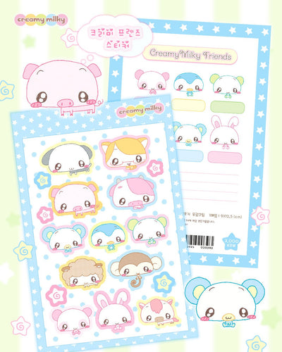 [CR22] NEW Creamy Milky 'Creamy Friends' Matte Sticker Sheet - Creamy Milky__korean_sticker_stationery