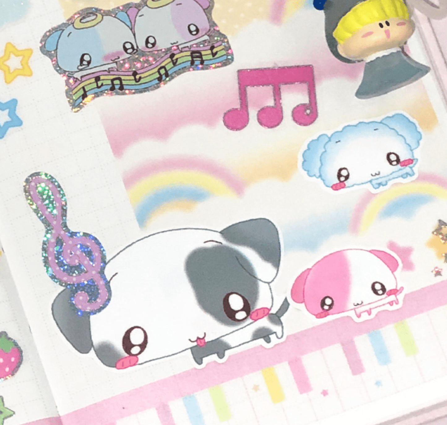 [CR23] NEW Creamy Milky 'Melody' Hologram Sticker Sheet - Creamy Milky__korean_sticker_stationery