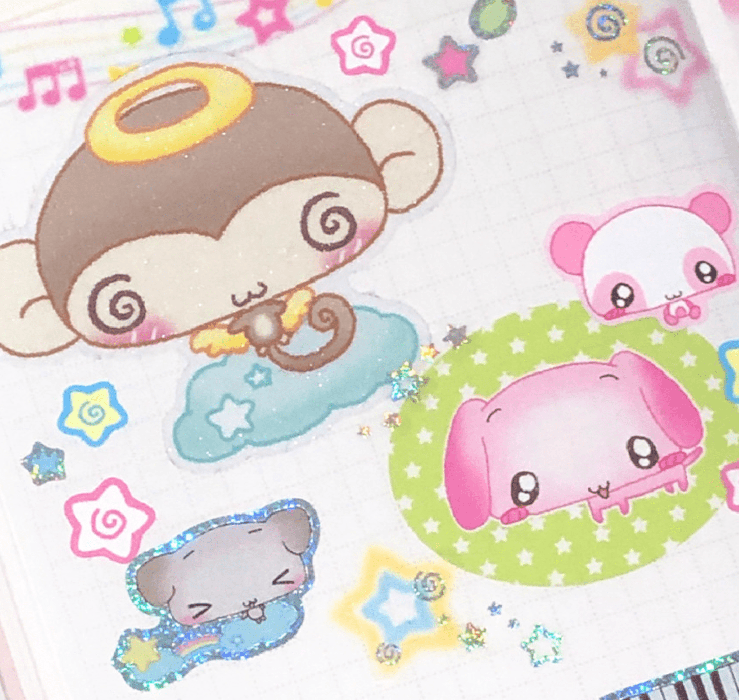 [CR23] NEW Creamy Milky 'Melody' Hologram Sticker Sheet - Creamy Milky__korean_sticker_stationery
