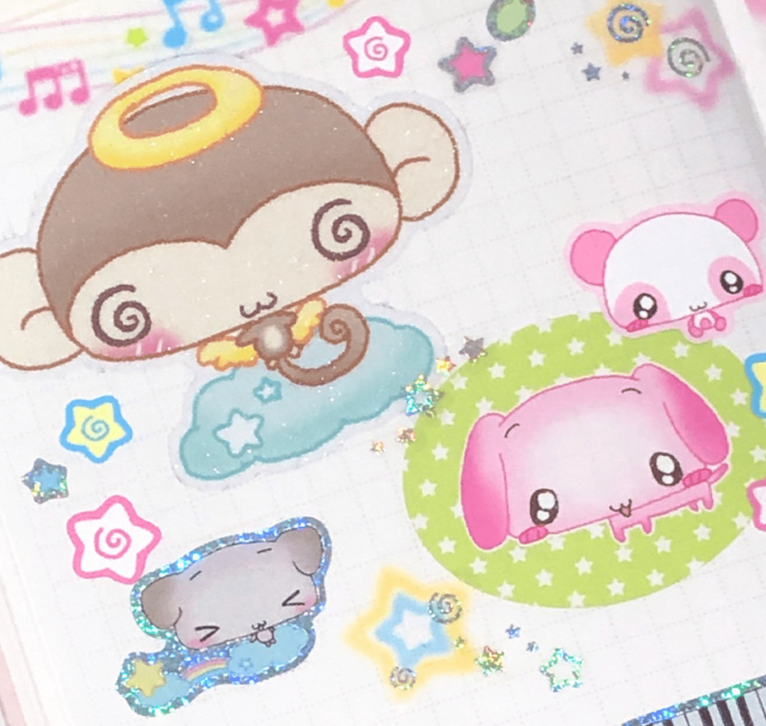 [CR23] NEW Creamy Milky 'Melody' Hologram Sticker Sheet - Creamy Milky__korean_sticker_stationery
