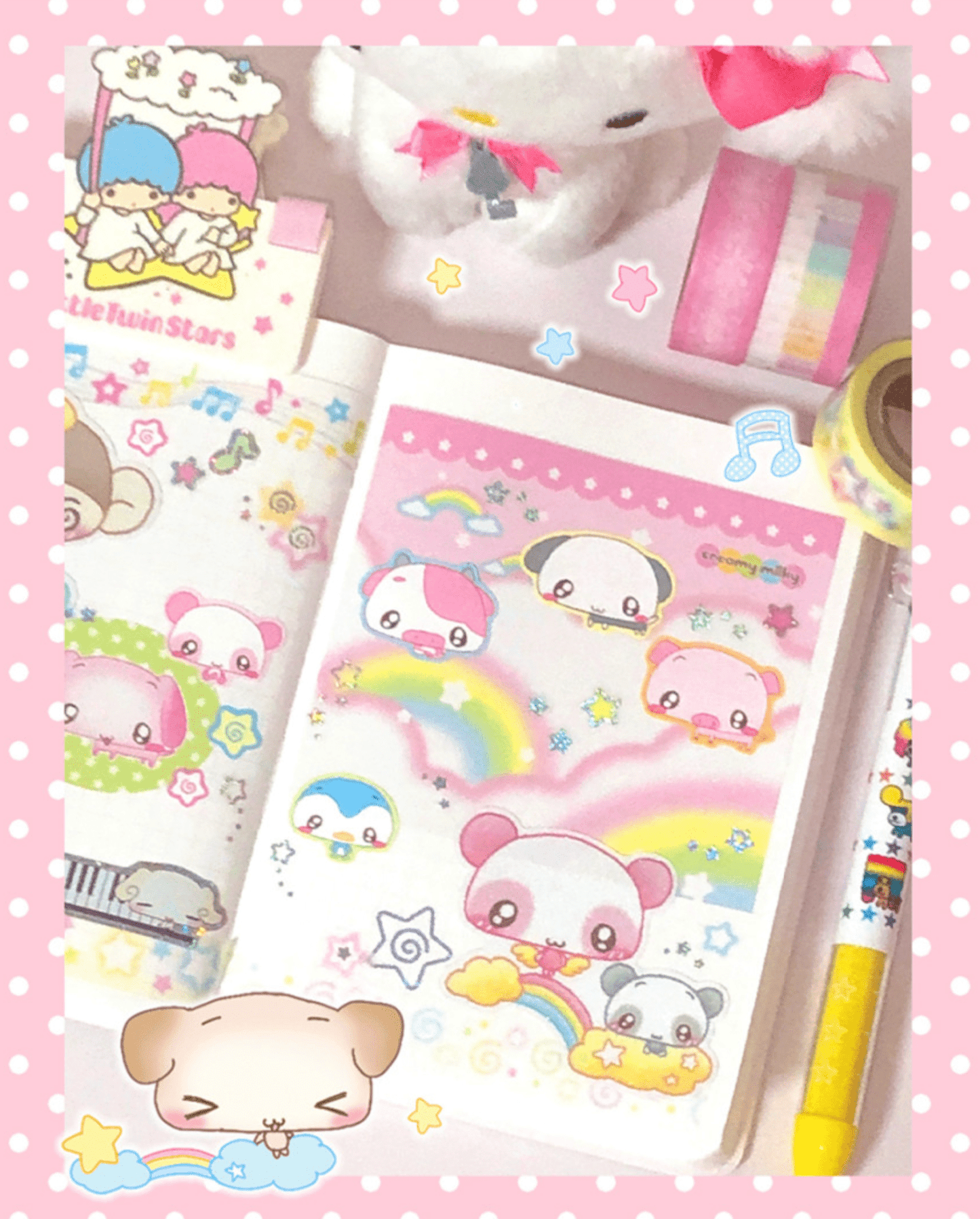 [CR23] NEW Creamy Milky 'Melody' Hologram Sticker Sheet - Creamy Milky__korean_sticker_stationery
