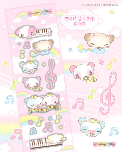 [CR23] NEW Creamy Milky 'Melody' Hologram Sticker Sheet - Creamy Milky__korean_sticker_stationery