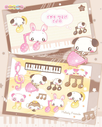 [CR25] NEW Creamy Milky 'Sweet Melody' Sugar Glitter Sticker Sheet - Creamy Milky__korean_sticker_stationery