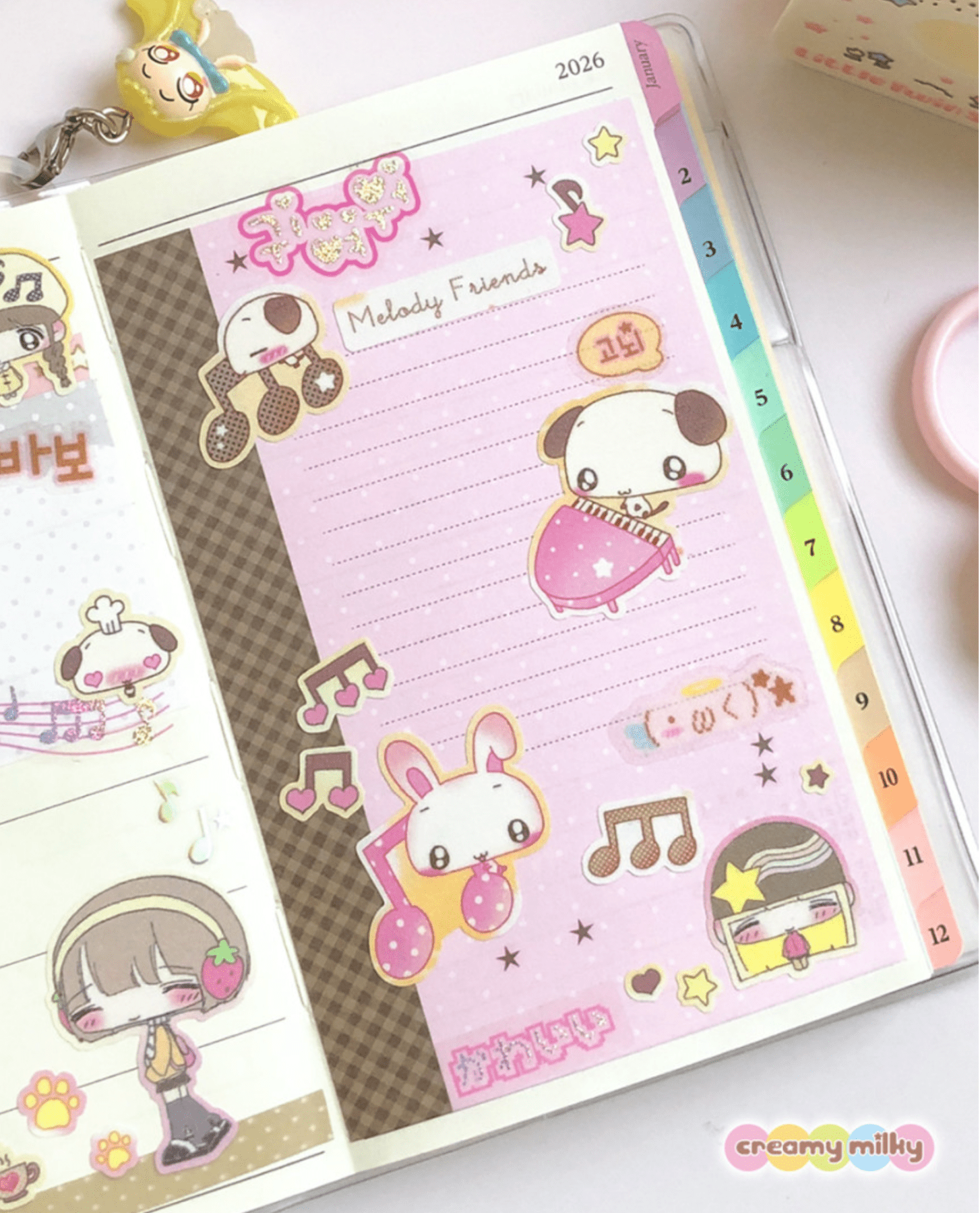 [CR25] NEW Creamy Milky 'Sweet Melody' Sugar Glitter Sticker Sheet - Creamy Milky__korean_sticker_stationery