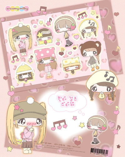 [CR26] NEW Creamy Milky 'Winter Girls' Sticker Sheet - Creamy Milky__korean_sticker_stationery