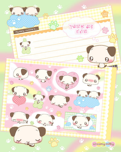 [CR27] NEW Creamy Milky 'A Dog's Day' Sugar Glitter Sticker Sheet - Creamy Milky__korean_sticker_stationery