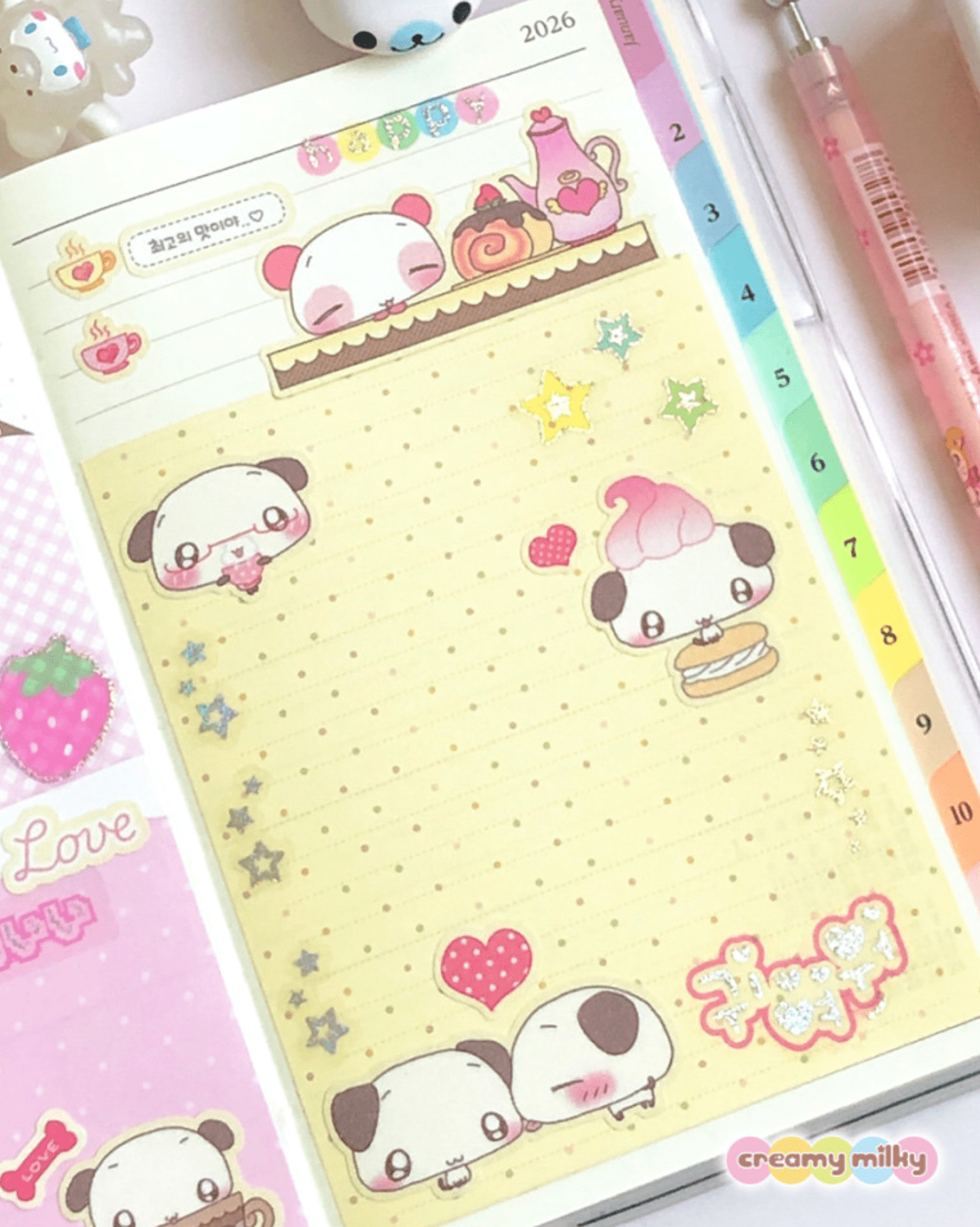 [CR28] NEW Creamy Milky 'Love Love Cafe' Sticker Sheet - Creamy Milky__korean_sticker_stationery