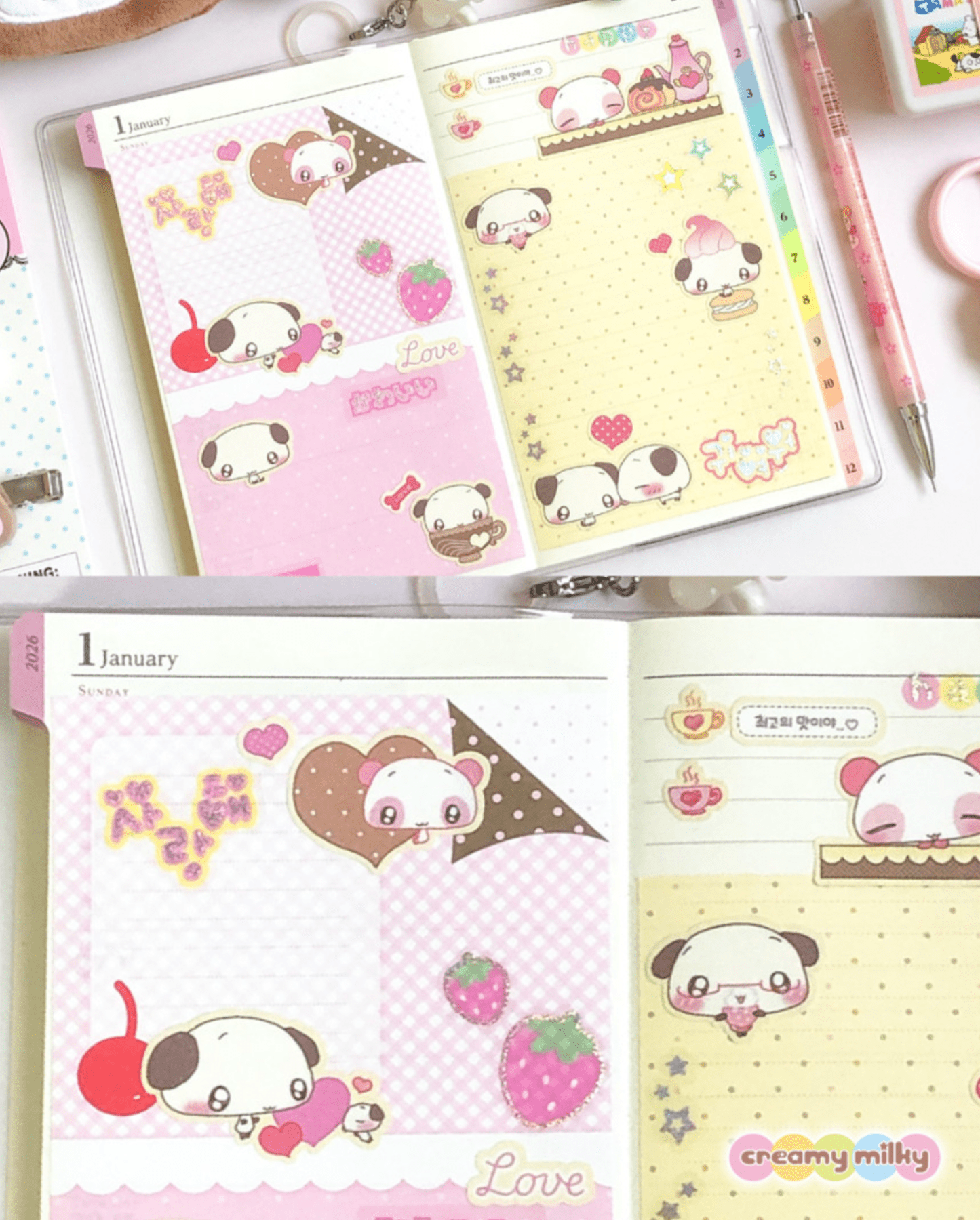 [CR28] NEW Creamy Milky 'Love Love Cafe' Sticker Sheet - Creamy Milky__korean_sticker_stationery