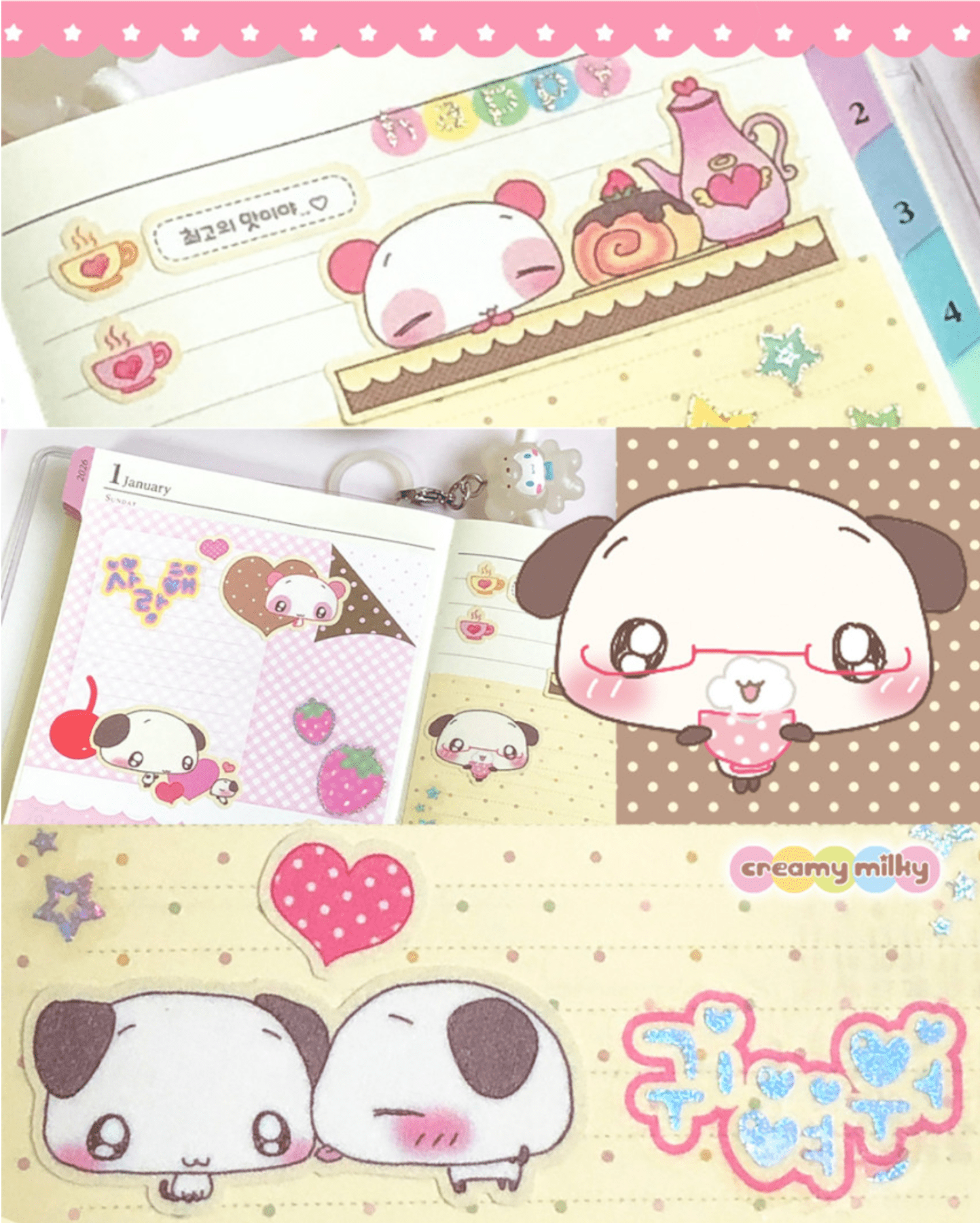 [CR28] NEW Creamy Milky 'Love Love Cafe' Sticker Sheet - Creamy Milky__korean_sticker_stationery