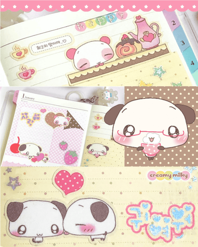 [CR28] NEW Creamy Milky 'Love Love Cafe' Sticker Sheet - Creamy Milky__korean_sticker_stationery