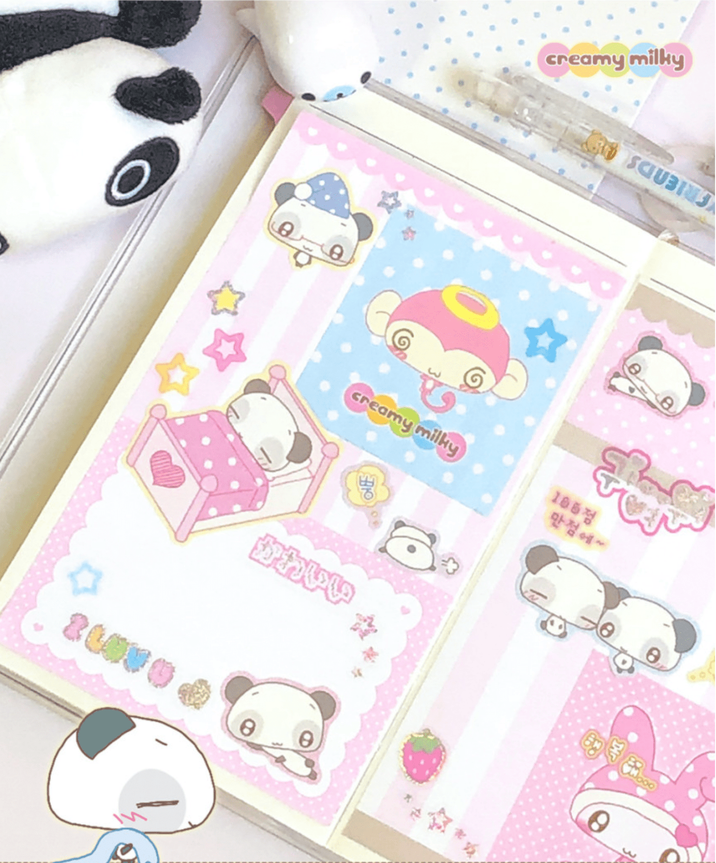 [CR29] NEW Creamy Milky 'Panda's Cozy Day' Sugar Glitter Sticker Sheet - Creamy Milky__korean_sticker_stationery