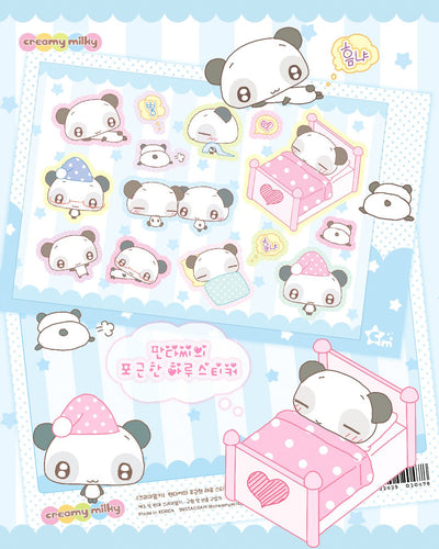 [CR29] NEW Creamy Milky 'Panda's Cozy Day' Sugar Glitter Sticker Sheet - Creamy Milky__korean_sticker_stationery