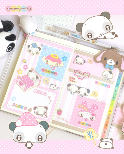 [CR29] NEW Creamy Milky 'Panda's Cozy Day' Sugar Glitter Sticker Sheet - Creamy Milky__korean_sticker_stationery