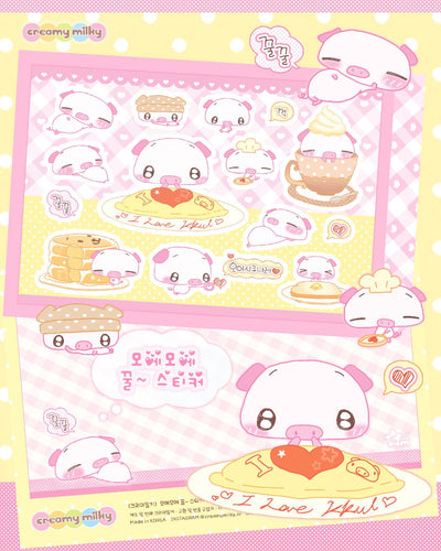 [CR30] NEW Creamy Milky 'Cute Piggy' Sugar Glitter Sticker Sheet - Creamy Milky__korean_sticker_stationery
