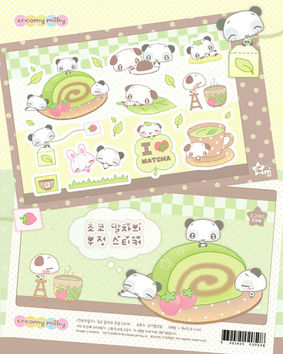 [CR32] NEW Creamy Milky 'Chocolate Matcha Friendship' Sugar Glitter Sticker Sheet - Creamy Milky__korean_sticker_stationery