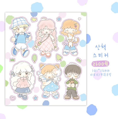 [CW121] Cotton World 'Going for a Walk' Sticker Sheet - Cotton World__korean_sticker_stationery