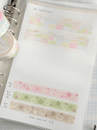 [CW138] Cotton World 'A Sip of Pastel' Masking Tapes (options) - Cotton World_CW137S1 - Sleeping Animals_korean_sticker_stationery