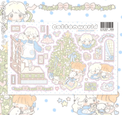 [CW149] Cotton World 'Holiday Morning' Sticker Sheet - Cotton World__korean_sticker_stationery