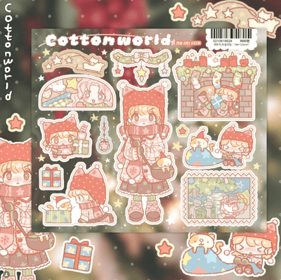 [CW150] Cotton World 'Practice Santa' Sticker Sheet - Cotton World__korean_sticker_stationery