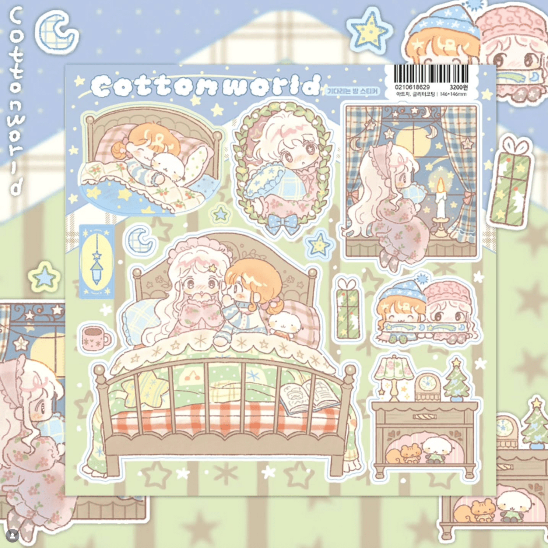 [CW151] Cotton World 'Night of Waiting' Sticker Sheet - Cotton World__korean_sticker_stationery