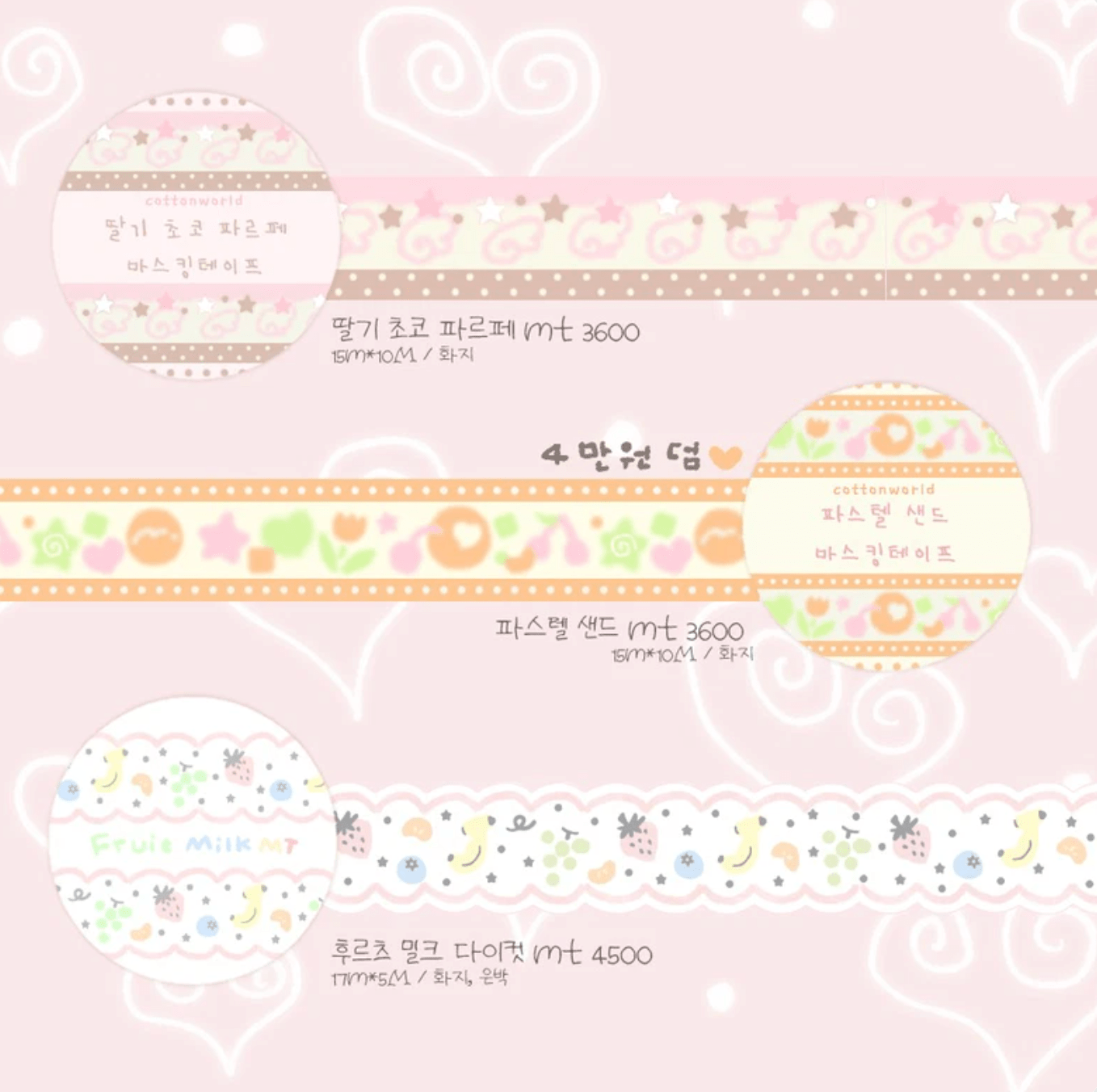 [CW163] NEW Cotton World 'February Release' Masking Tape (options) - Cotton World_CW163S1 - Strawberry Choco Parfait_korean_sticker_stationery