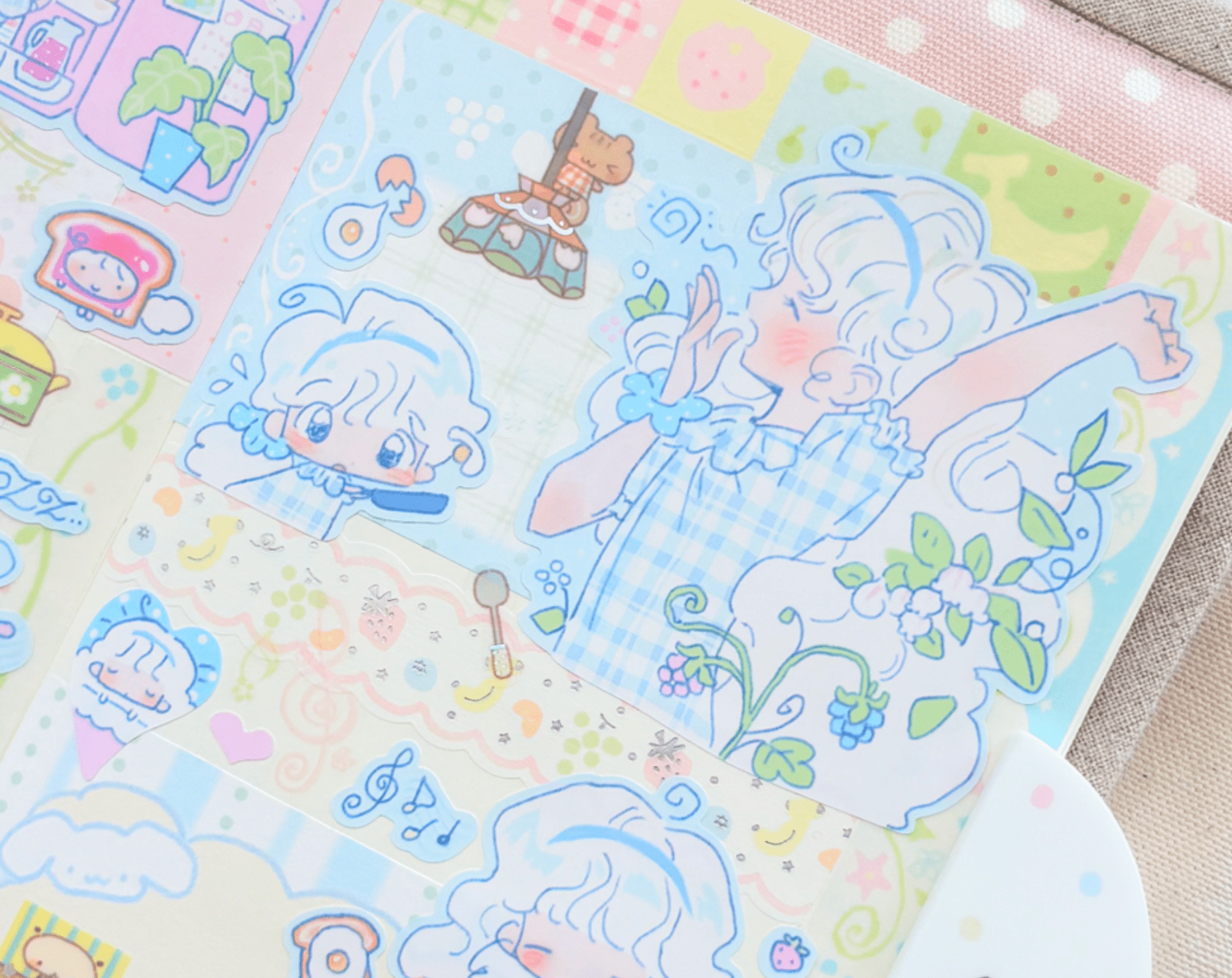 [CW166] NEW Cotton World 'A Refreshing Daily Life' Sticker Pack (Single/Pack) -Cotton World_CW166S1 - Toast in the Morning_korean_sticker_stationery