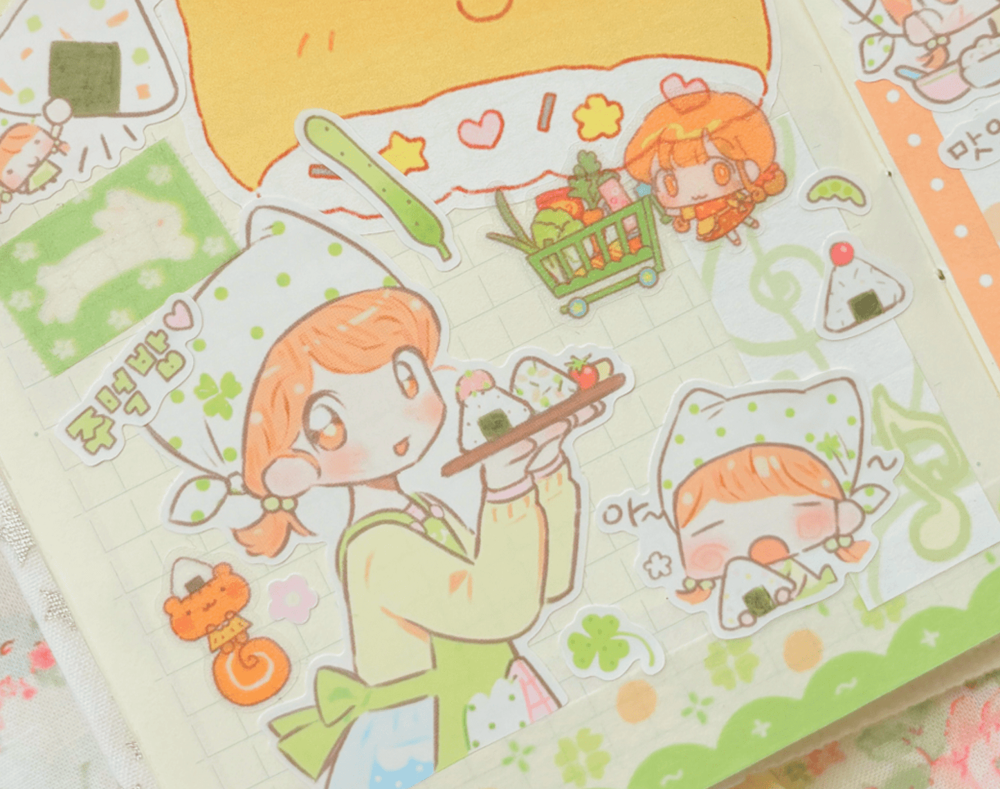 [CW166] NEW Cotton World 'A Refreshing Daily Life' Sticker Pack (Single/Pack) -Cotton World_CW166S5 - Onigiri Shop_korean_sticker_stationery