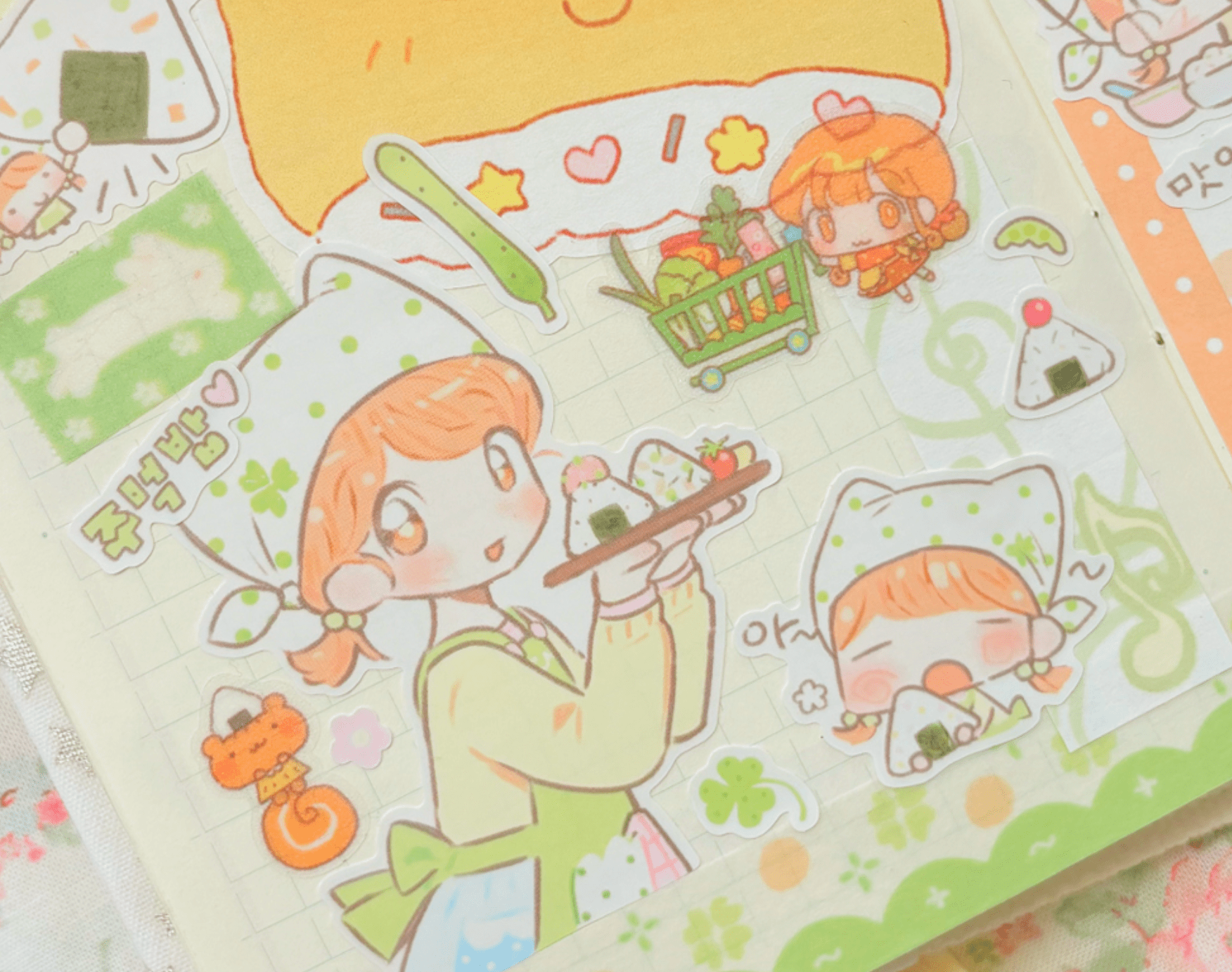 [CW166] NEW Cotton World 'A Refreshing Daily Life' Sticker Pack (Single/Pack) -Cotton World_CW166S5 - Onigiri Shop_korean_sticker_stationery